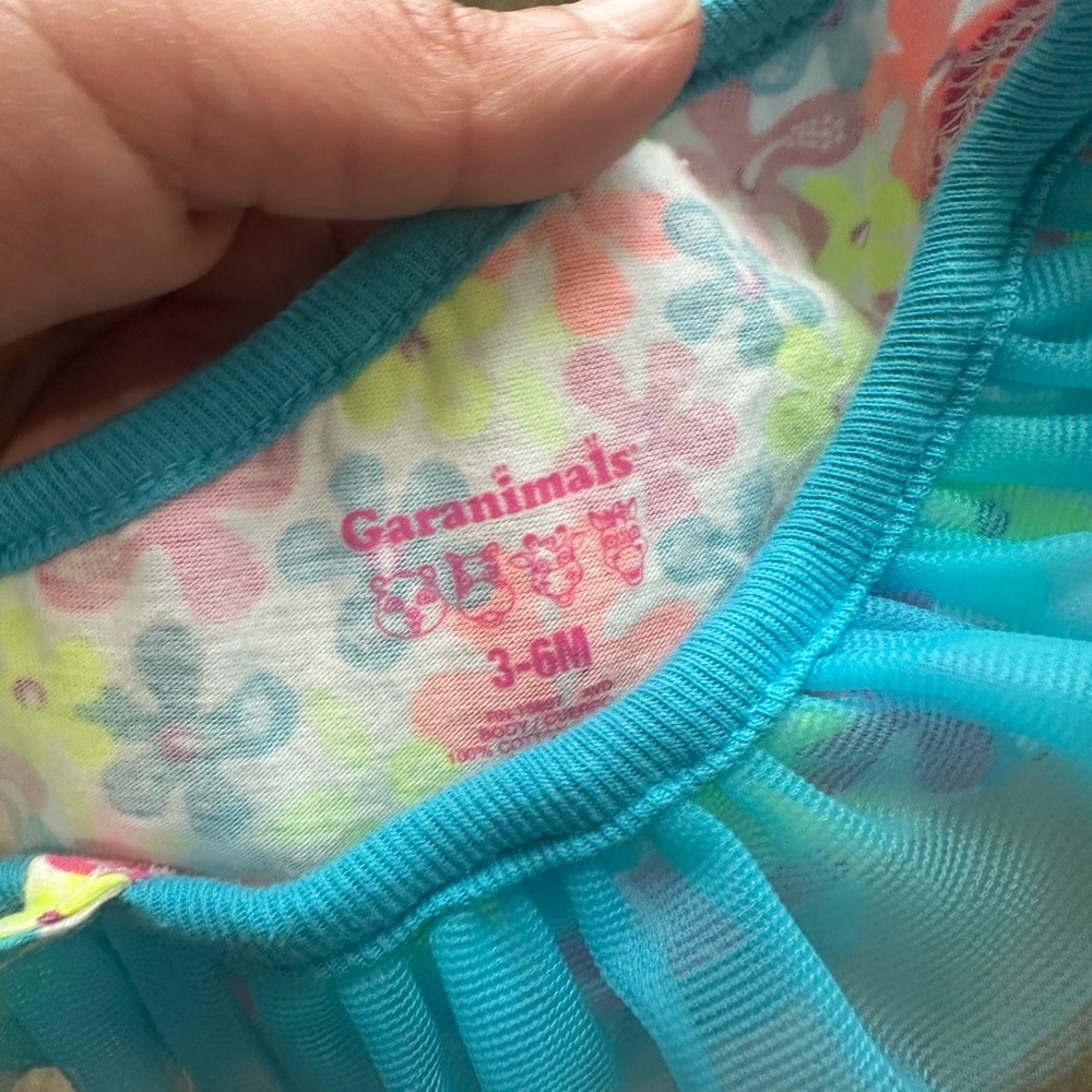 Garanimals Turquoise Floral One-Shoulder Tulle Swim Dress Bathing Suit - Picture 7 of 7